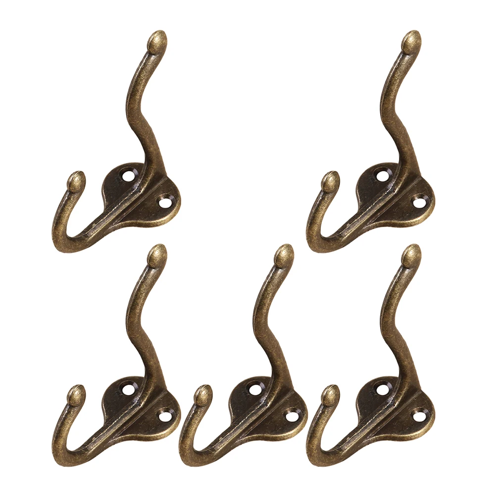 

5 Pcs Hooks Retro Wall Mount Multipurpose Home Hotel Office Use Vintage Hook Bronze Saving