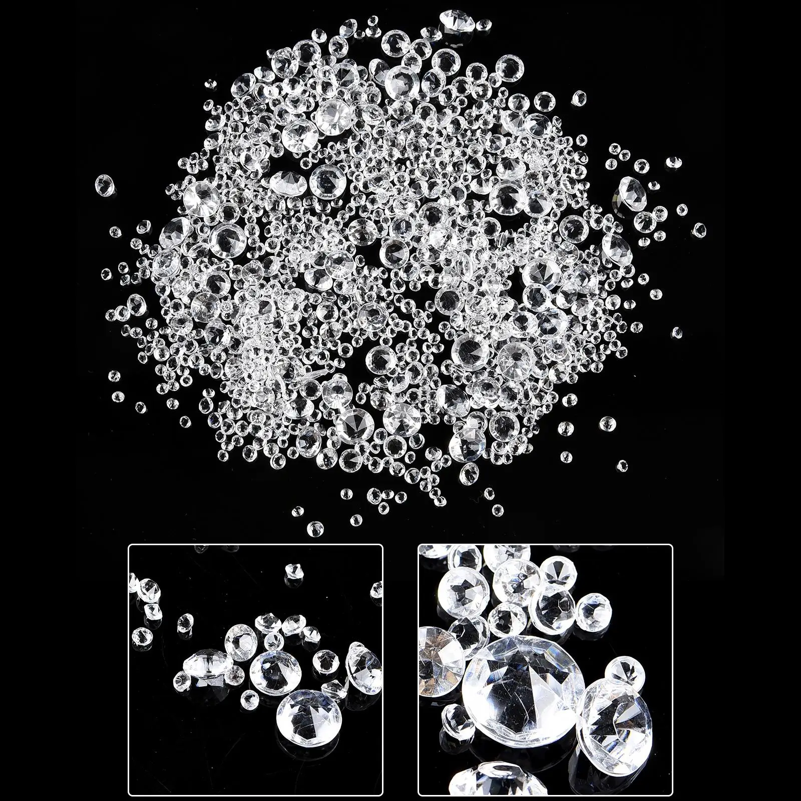 1000pcs 3-10mm Transparent Acrylic Mixed Beads For Jewelry Making DIY D-iamond Wedding Party Decorate