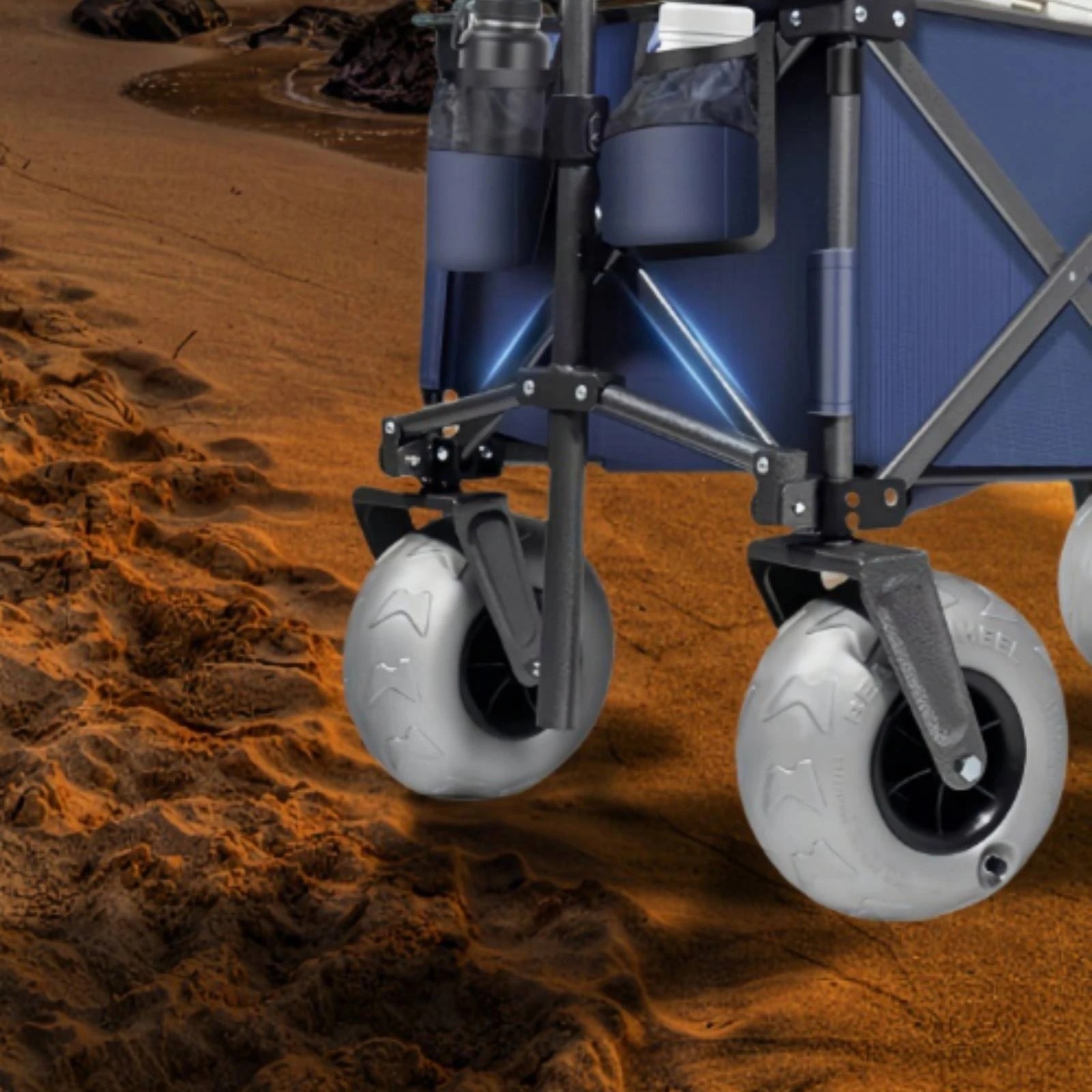 Beach Cart Wheels Stable Beach Balloon Wheels Balloon Tire with Hub Lightweight Pneumatic Wheel Elastic for Beachgoers