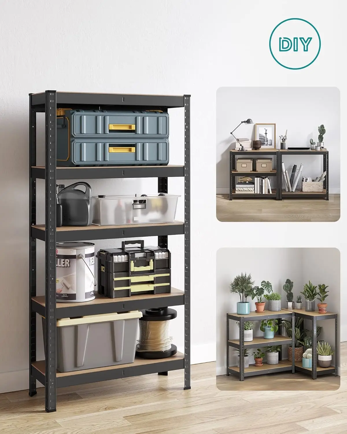 SONGMICS GLR030B22 Set of 2 Shelving Units with 5 Shelves, Steel Shelves, Assembly for Garage, Warehouse, Utility Room