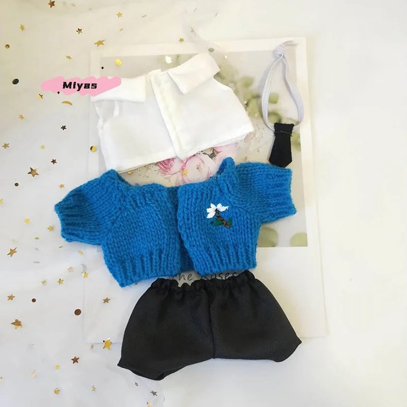 3Pcs/Set Doll Clothes for 20cm Idol Plush Dolls - Stuffed Toy Outfit with Shirt Sweater Pants Korea Doll Accessories
