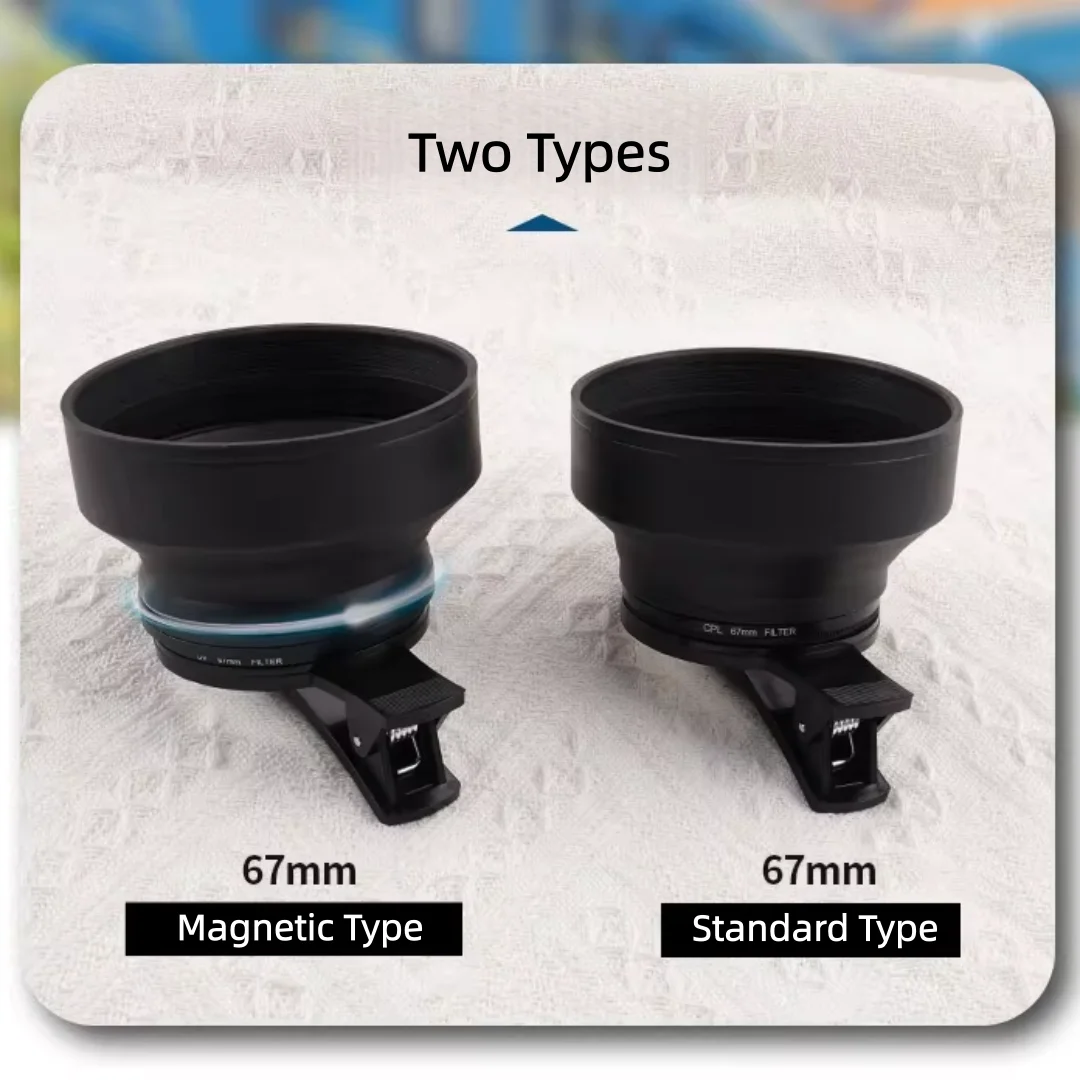 67mm Filter Holder Rear Lens Mount Adapter Clip Rubber Lens Hood Anti Reflective Photography Accessories for Mobile Phone