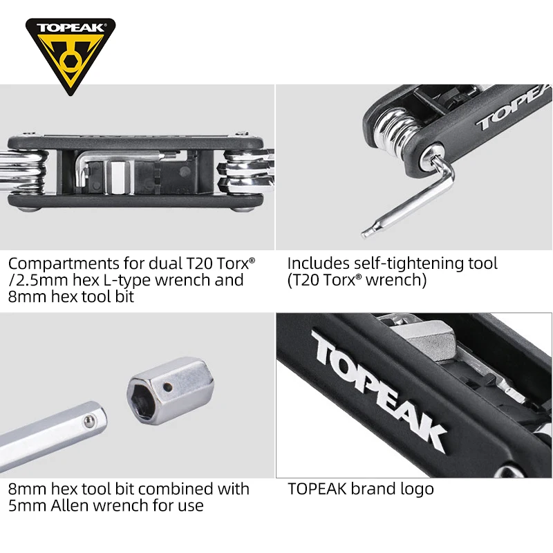 Topeak Bike Repair Tool Kits 10 in 1 Bicycle Multitool Screwdrivers Tool Hex Wrenches MTB Mountain Bike Portable Cycling Tools