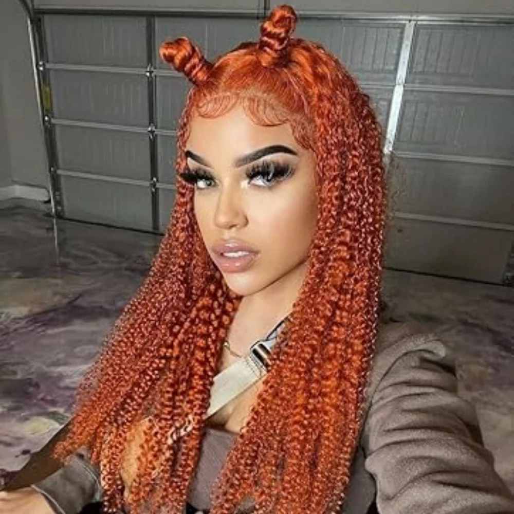 Плотность 200%, имбирный кудрявый парик из человеческих волос, предварительно выщипанный, с глубокой волной, кружевной передний парик с прозрачной сеткой 13x4, Laca, естественный вид для женщин
