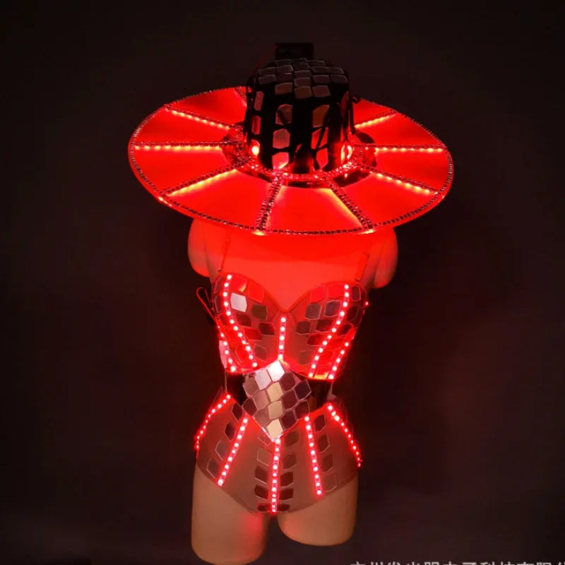 LED Costume Women Luminous Show Party Dance Rave Outfit Robot Cosplay Futuristic Light Up Clothing Gogo Dancer Fancy Wear