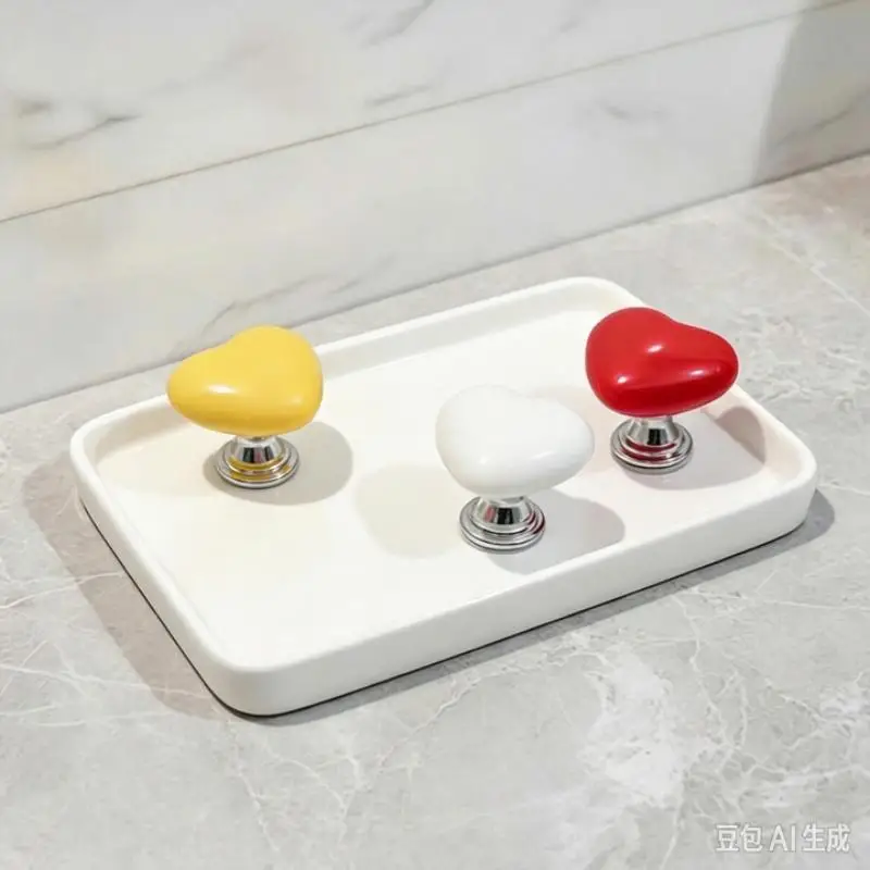 3pcs Heart Shaped Handle Toilet Flush Button Tank Push Switch For Bathing Room Decor Home Tools