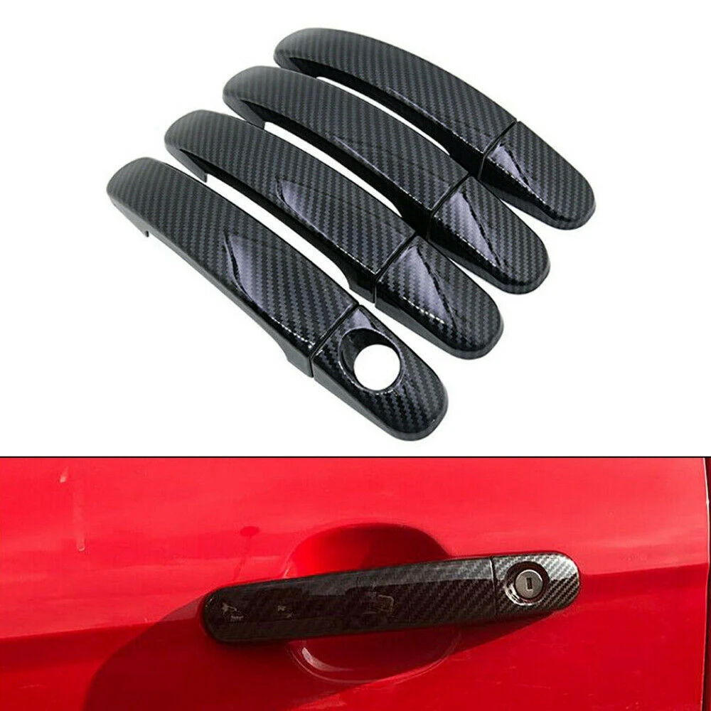 8 PCS Car ABS Carbon Fiber 4 Door Handle Covers For Ford Focus Escape Kuga Ranger 2013 2014 2015 2016 2017 2018-X67A