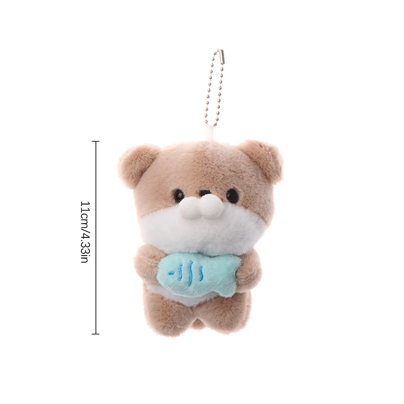 Cartoon Plush Otter Toy para crianças Animal de pelúcia fofo, Chaveiro de boneca urso Pingente de mochila adorável Presentes para menina