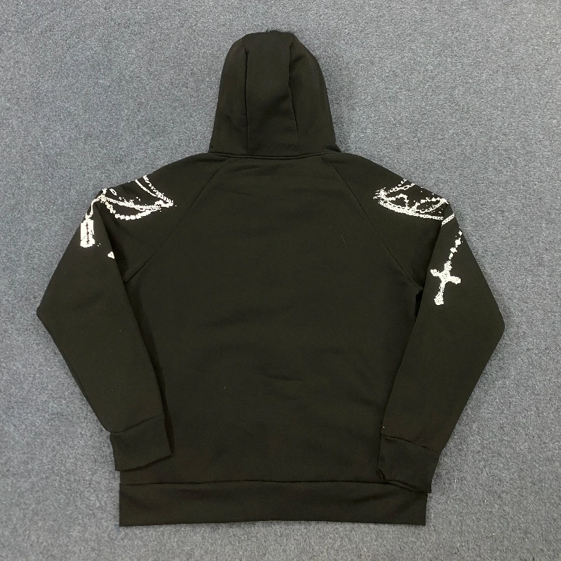 Y2k outono inverno moda americana botões destacáveis aba de pelúcia com capuz carta impressão arte feminina solta manga comprida casaco casual