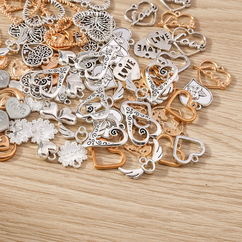 20 stücke 14x16mm niedlichen Gold Silber Farbe Legierung Liebe Herz Charms Anhänger für Schmuck Herstellung Ohrringe Halsketten Armbänder DIY Geschenke – Detail 3