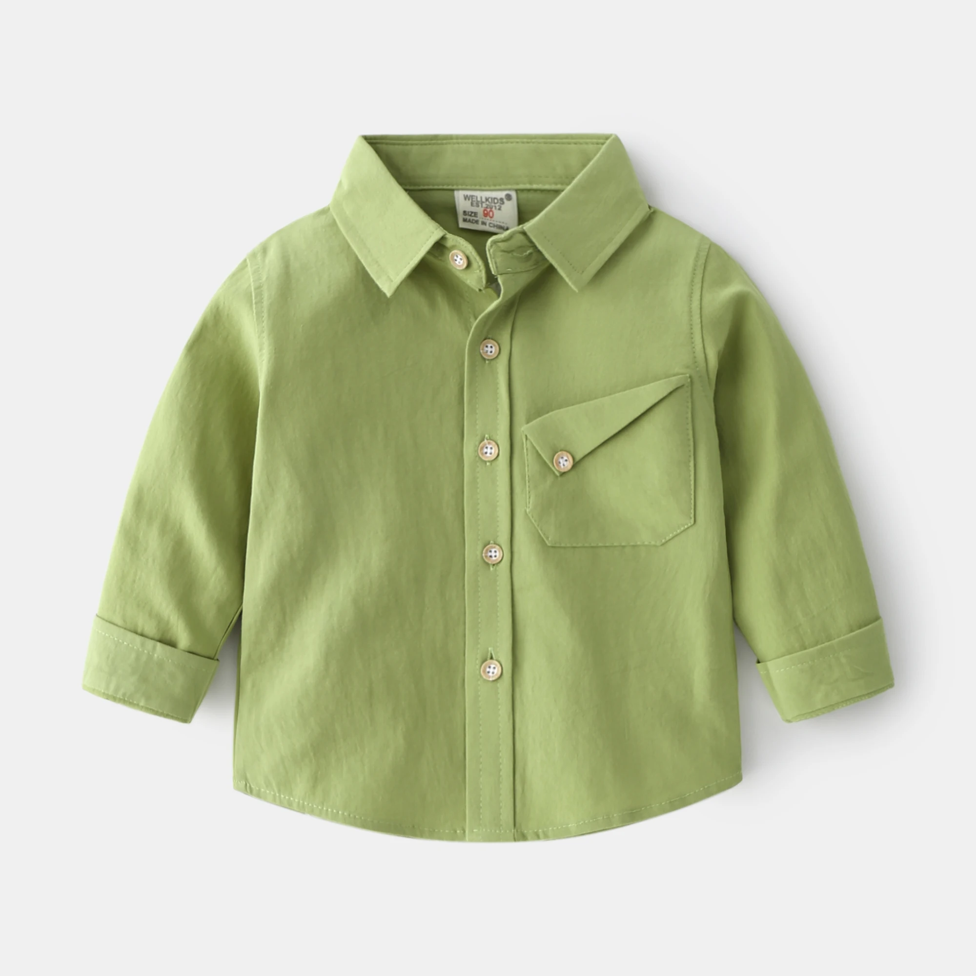 Baby Boys Shirt Long Sleeve Solid Color Shirts Spring Autumn Single Breasted Turn Down Collar Blouse Kids Tops