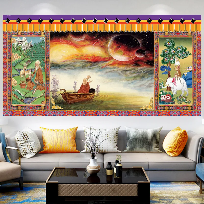 Tibetan Buddhist Thangka Tibet Buddhist FrescoLiving Room Decoration Bedroom Living Room Hanging Cloth Lobby Dormitory Tapestry