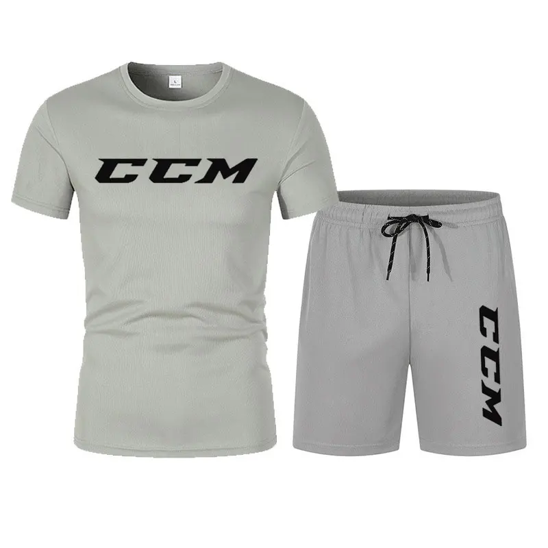 

Men's summer mesh short sleeved T-shirt and shorts two-piece daily casual fitness sportswear quick drying breathable set