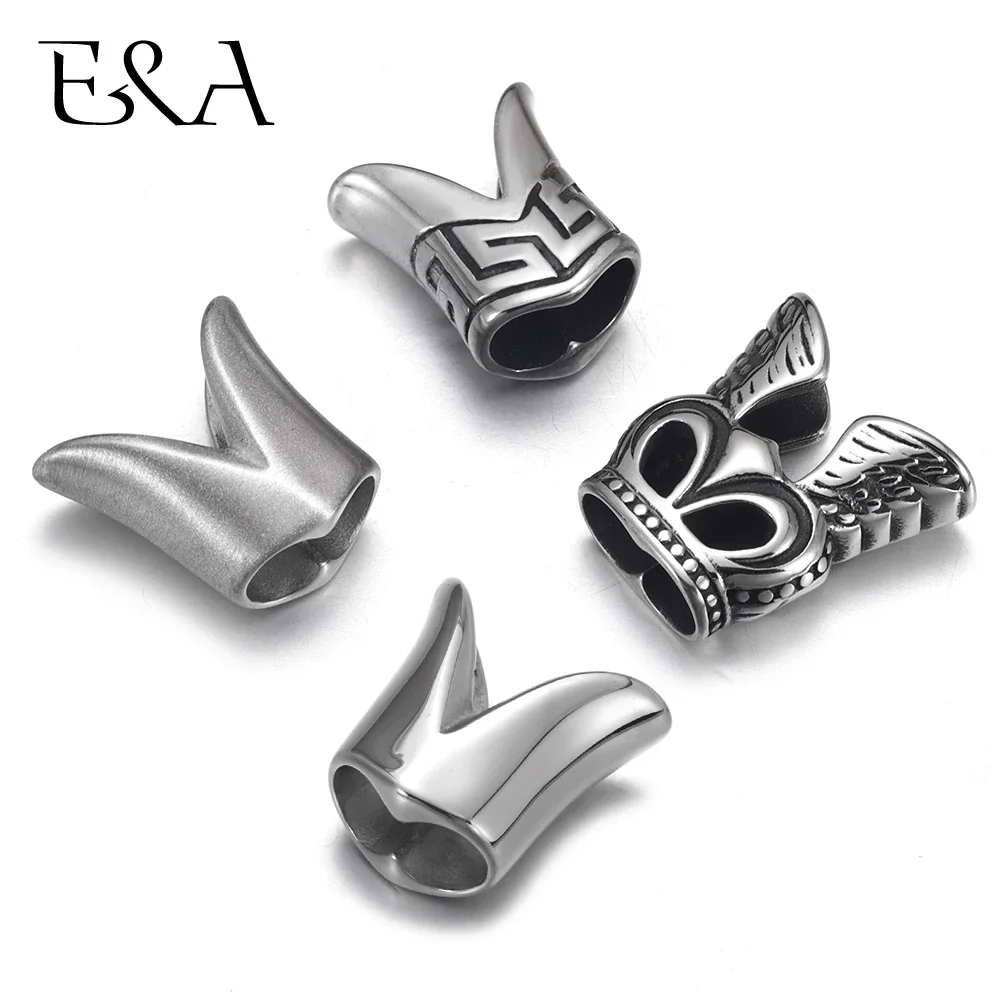 316L Stainless Steel Slide Beads Double Hole Fit 5mm Rope Jewelry Making DIY Men\'s Leather Bracelet Spacer Metal Charms