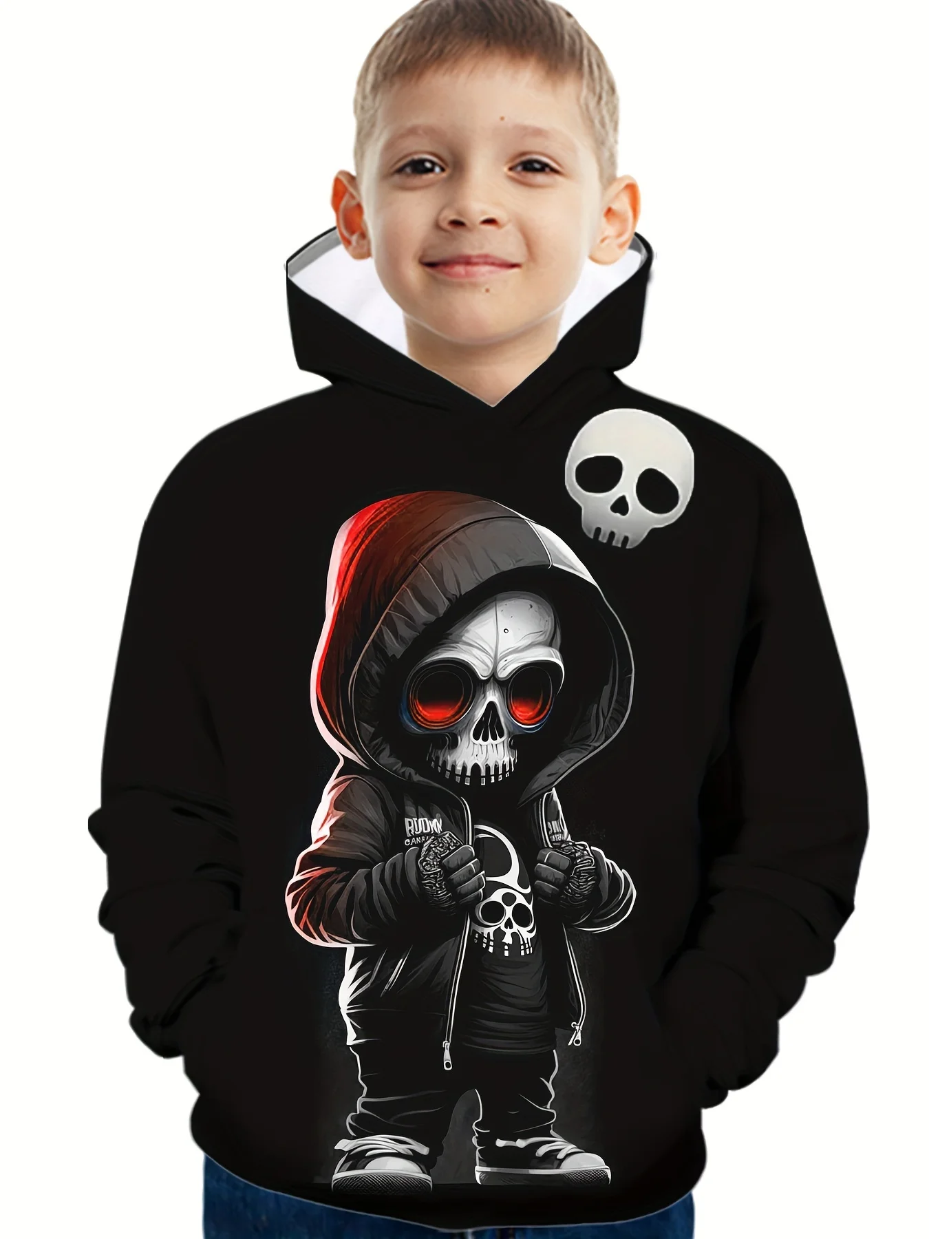 Halloween Skeleton Print Boys Casual Long Sleeve Hoodies Boys Sweatshirt for Spring Fall Boys Hoodie Children\'s Boy\'s Clothing