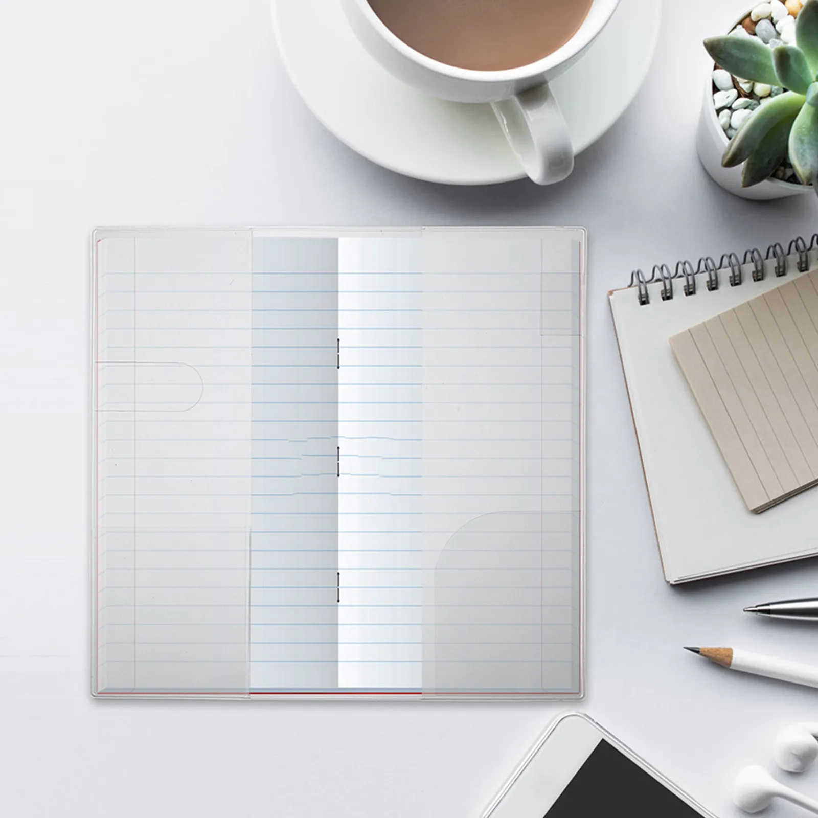 

2Pcs Transparent Book Sleeve Crystal Clear PVC Waterproof Notebook Cover for 48K Planner Journal Protective Cover Dustproof