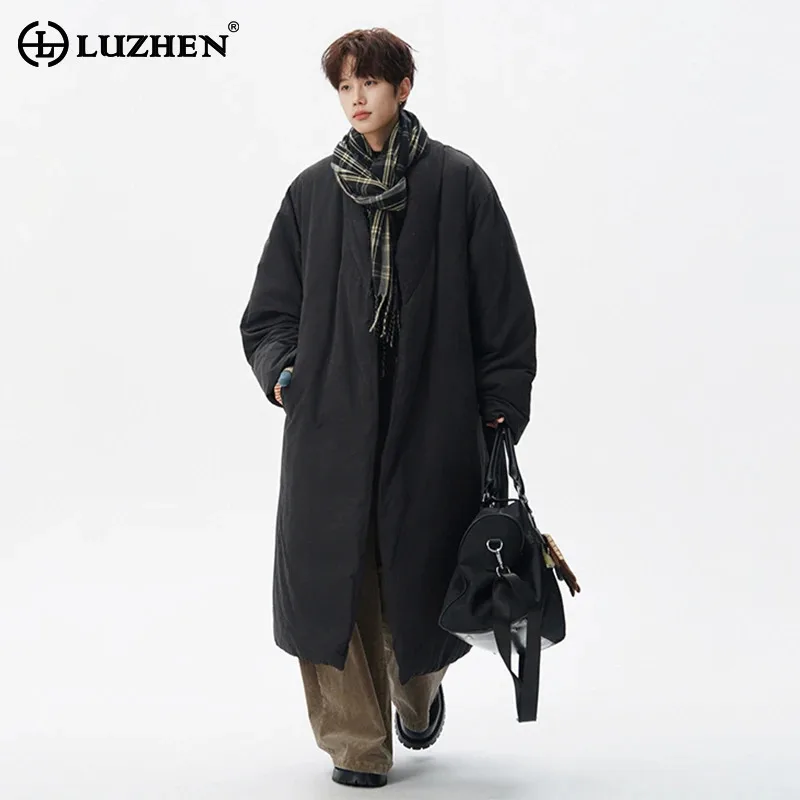 LUZHEN 2025 Winter New High Quality Thickened Warm Knee-length Padded Windbreaker Coat Men Fashion Handsome Male Clothes JY4849