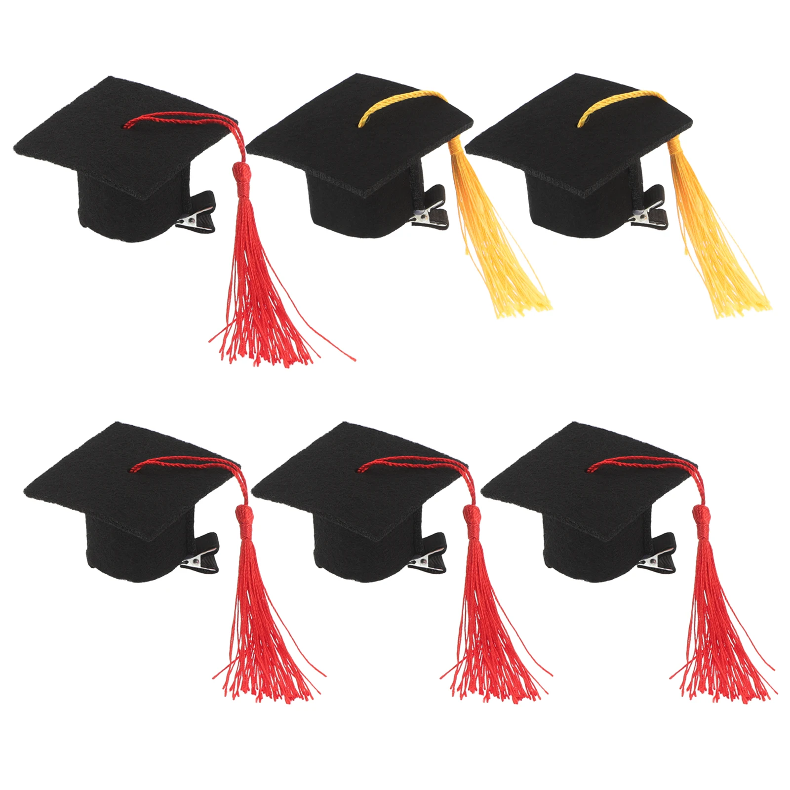 

6 Pcs Mini Bachelor's Cap Hairpin Graduation Hat Cute Costume Accessories Graduate Party Supplies Alloy Cosplay