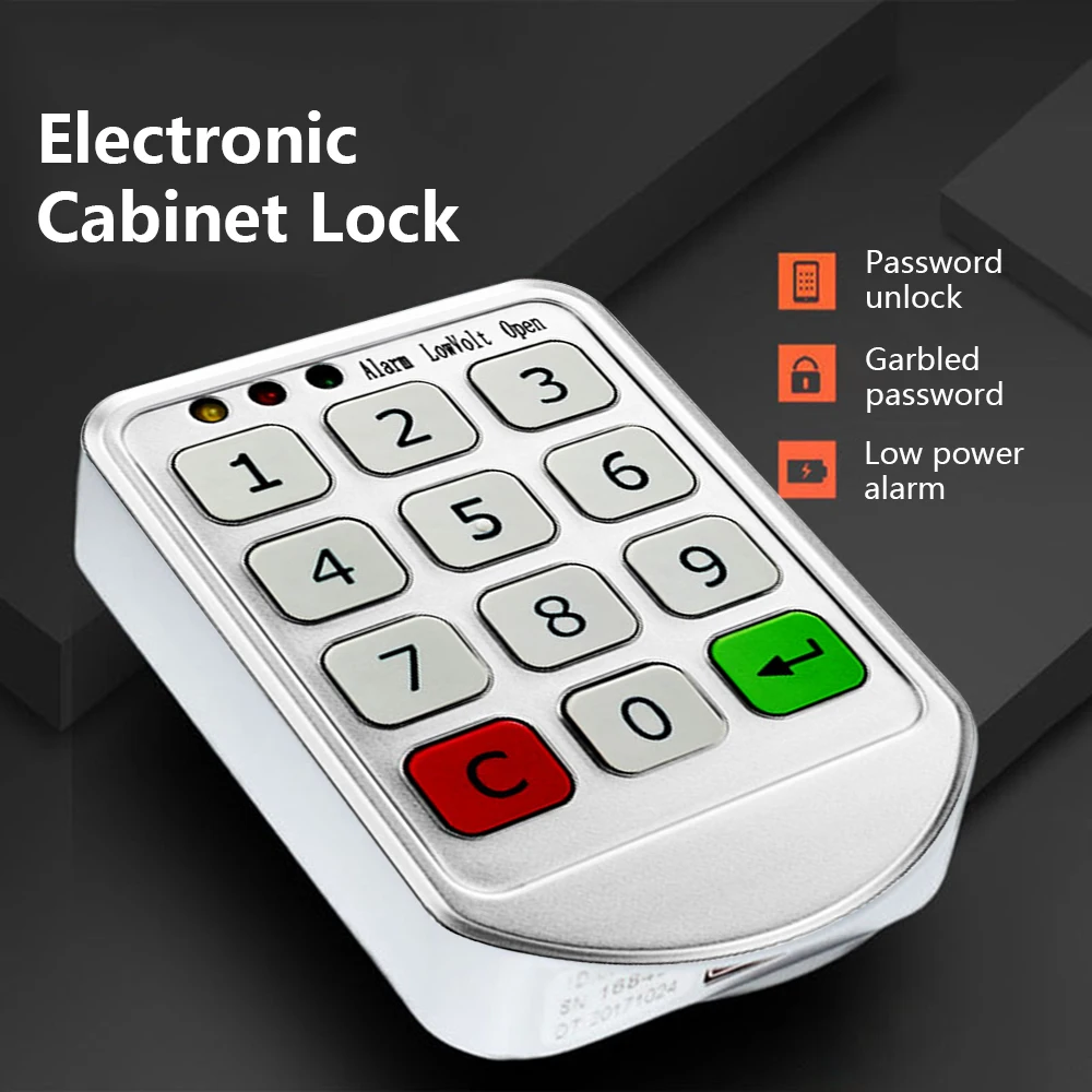 Electronic Cabinet Lock Keypad Lock Independent & Open Dual Working Modes 3 Color Indicator Emergency Power Supply Password