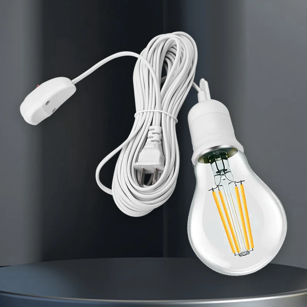 AC110V 220V US Plug E27 Thread Lamp Base Lamp Adapter with Key Switch 3/5/8/10M Extension Cable Portable Mobile Lighting