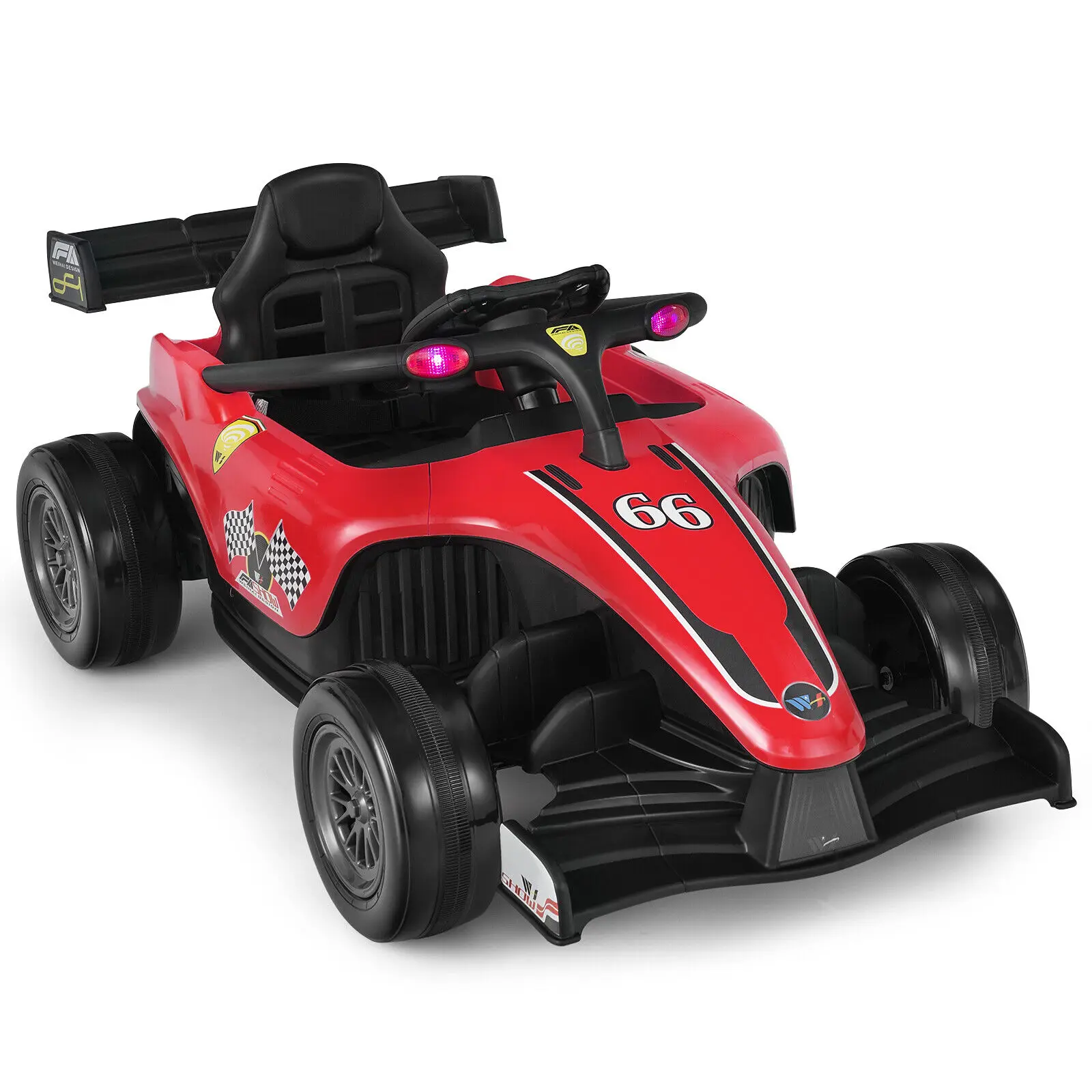 Babyjoy 12V Kids Ride on Car Electric Racing Truck Remote Control w/ MP3 & Lights Red