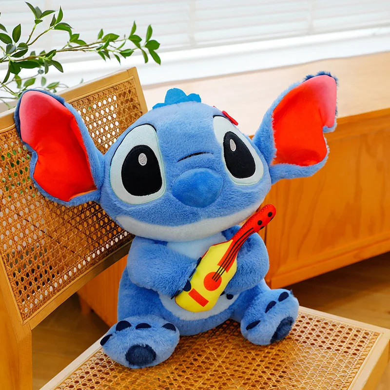 

35/55cm Disney Cartoon Guitar Stitch Plush Toy Boy Birthday Gift Plush Doll Stitch Home Decor Pillow Decoration Gifts