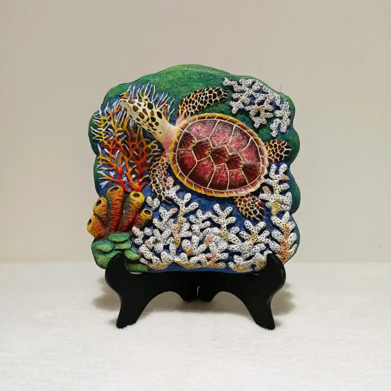

Painted relief sea turtle handicrafts ornaments home art decorative painting accompaniment