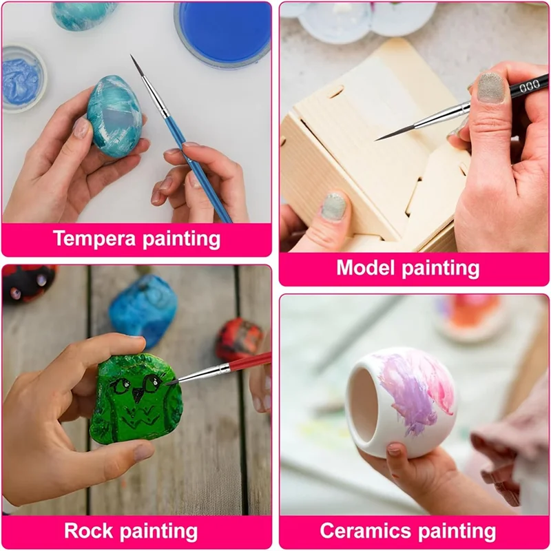 AT82-30Pcs فرش تفاصيل، فرش طلاء ذات أطراف رفيعة حسب الأرقام، 3 مقاسات 0 00 00، لوحة يدوية نموذجية #3