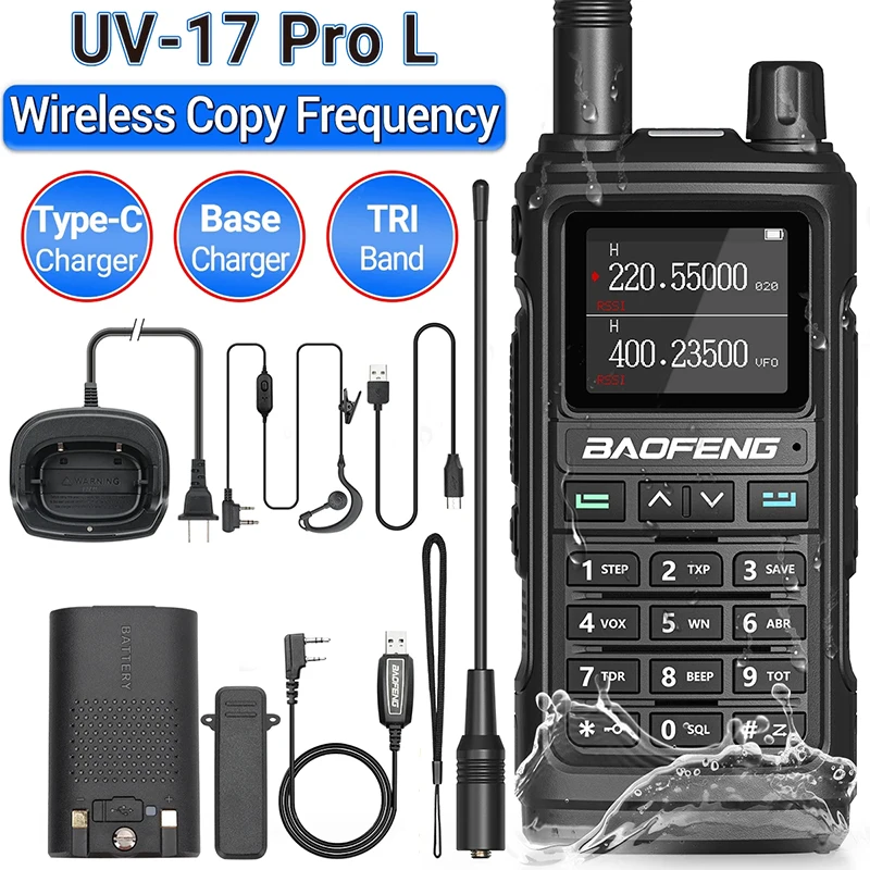 

BAOFENG Walkie Talkie UV-17 Upgraded BF-UV17 V2 Two Way Radios 10W High Power Dual Band Long Range CB Ham Radio Can Type-C