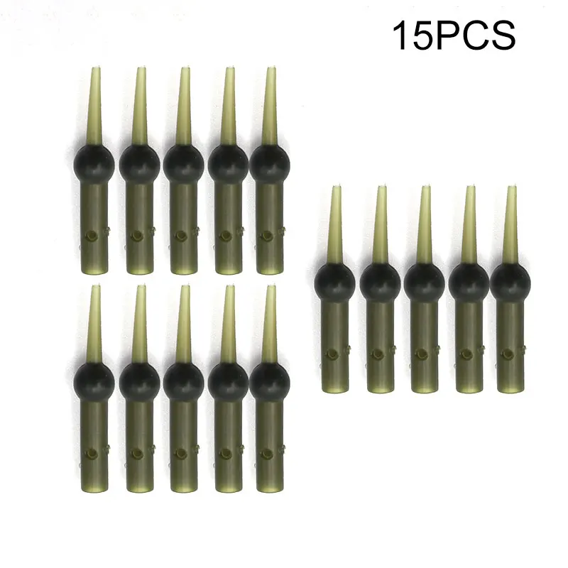 15pcs Carp Fishing Accessories Chod Heli Buffer Sleeve Carp Rig Connector Beads Dark Green For Carp Fishing Terminal Tackle Line