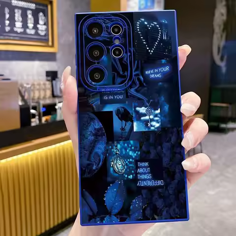 Blue Illustration Phone Case For Samsung Galaxy S25 S24 Ultra S23 S22 S21 FE Plus A56 A36 A16 A55 A15 A35 A34 A54 A53 A52 Cover