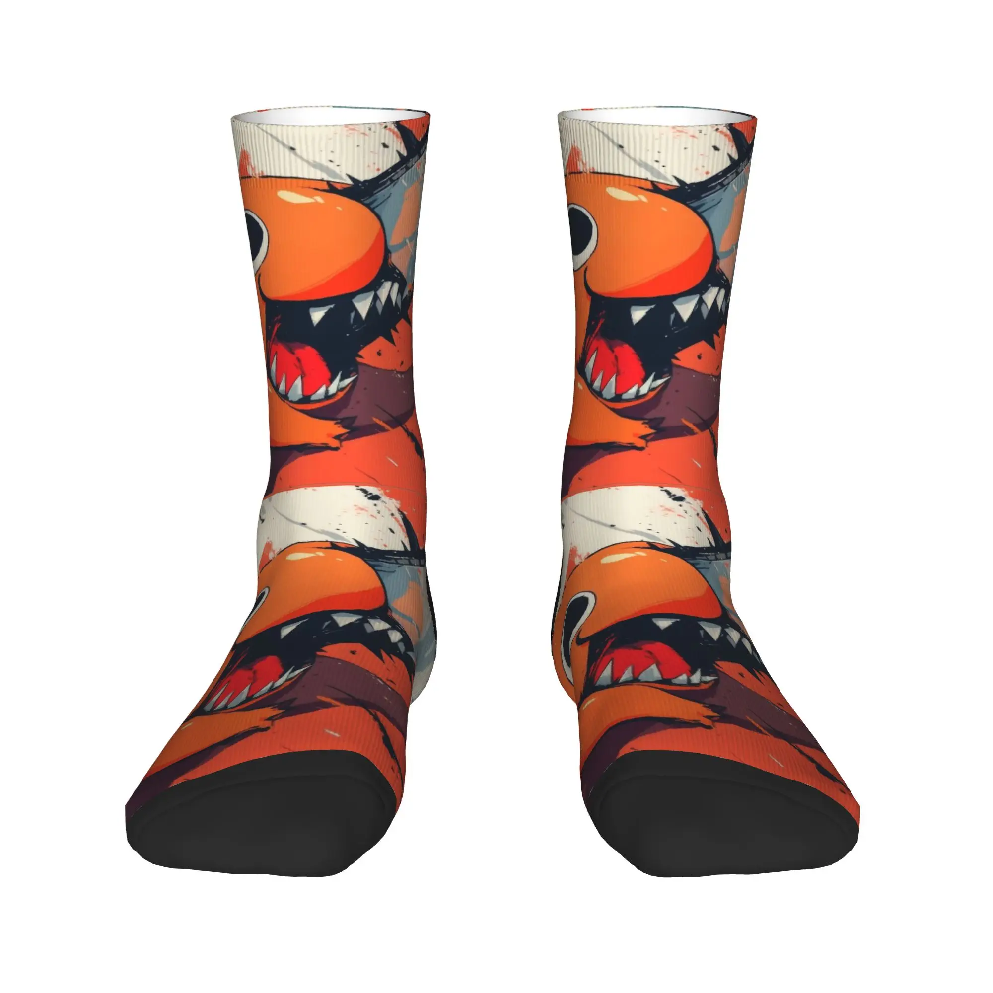 ถุงเท้าลายอนิเมะ Chainsaw Man ของ Pochita ถุงเท้าฤดูใบไม้ร่วง ถุงเท้าผู้ชายแบบนุ่ม ระบายอากาศได้ดี ลายพิมพ์สเก็ตบอร์ด กันลื่น