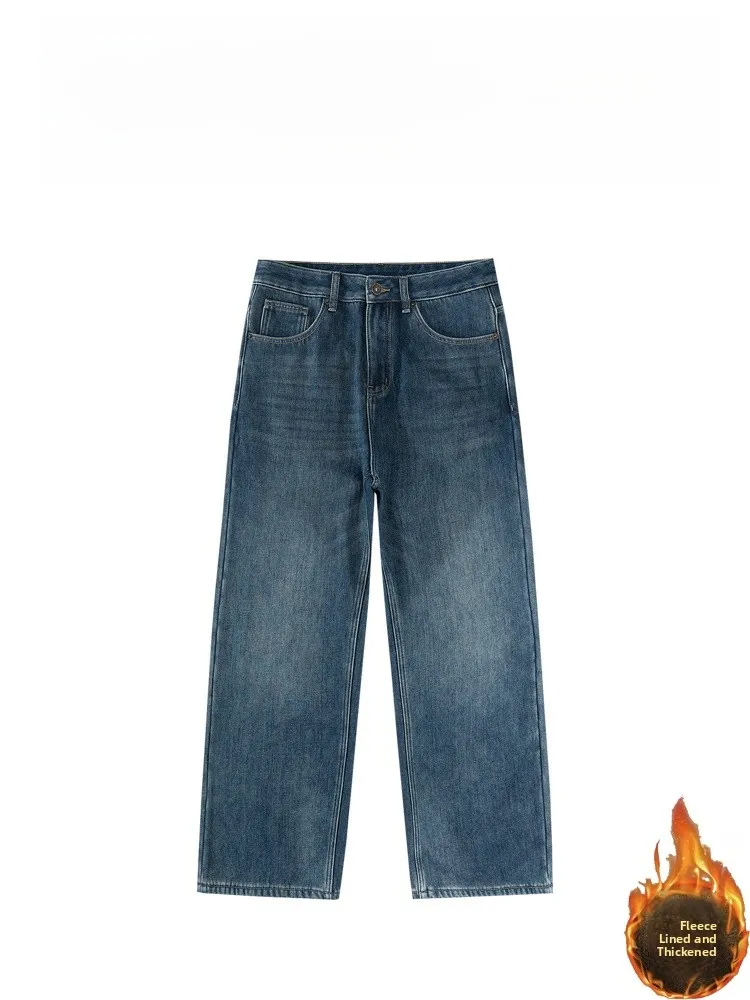 

BAIRBAOLIY Men's Classic Straight Leg Jeans Fce Lined Thiened Waed Denim Pants Faionable Urban Sle Winter Wear