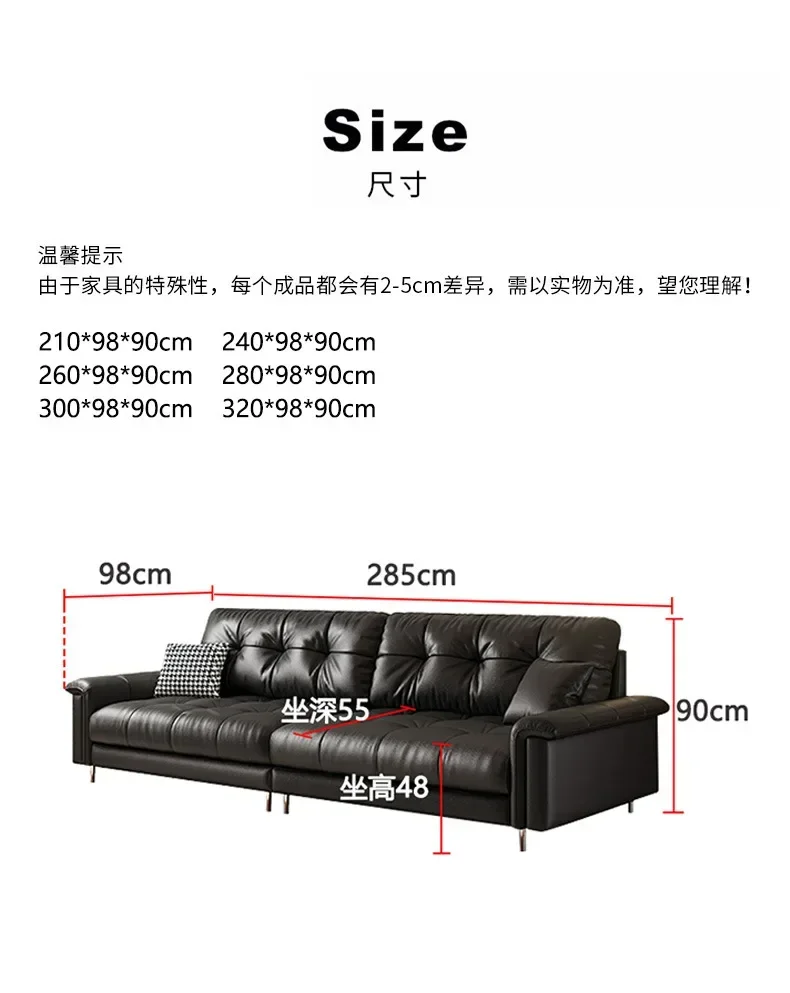 Living room small apartment black oil wax leather nebula sofa Bauhaus designer leather sofa