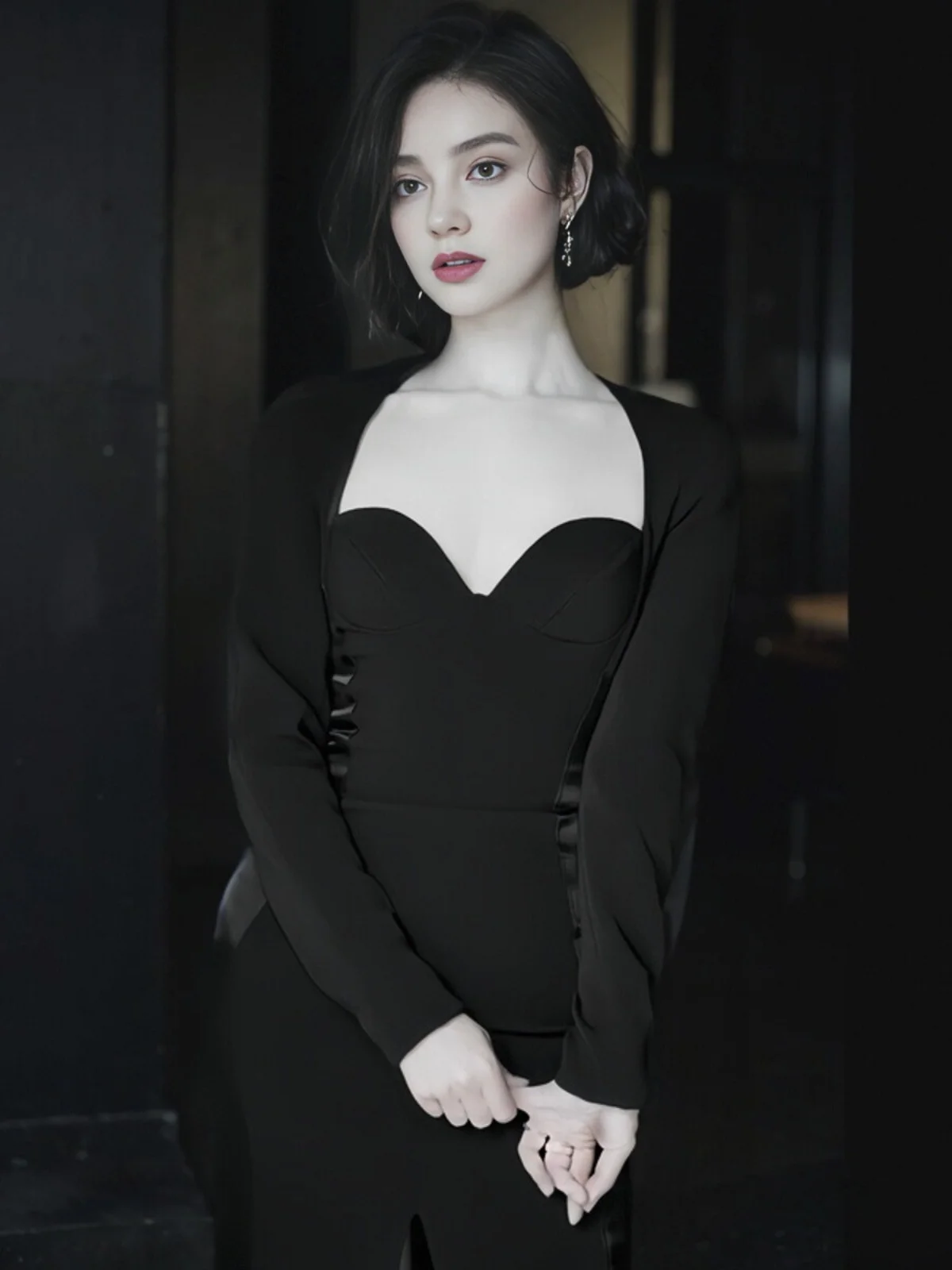 

Ele Bla Evening Gown Faionable Par Dr Birthday Celebration Conference Host Dr Long Sve Polyester Fiber