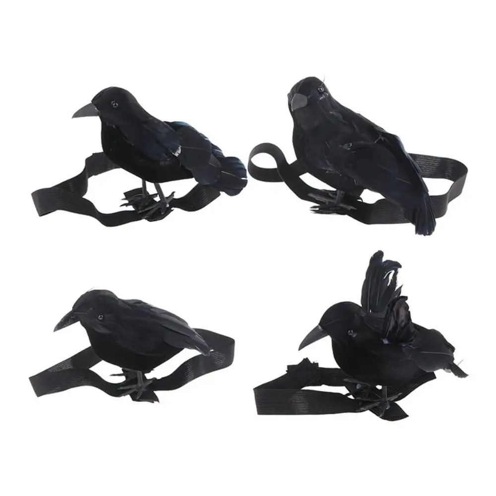 With Shoulder Strap Halloween Simulation Crow Cosplay Costume Props Flocking Fake Crow Ornaments High Quality Realistic