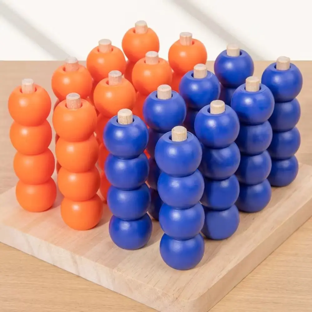 

Four In A Row 4 Beads 3D Four Connect Chess Educational Fun Wooden Gobang Toy Safety Materials Strategy