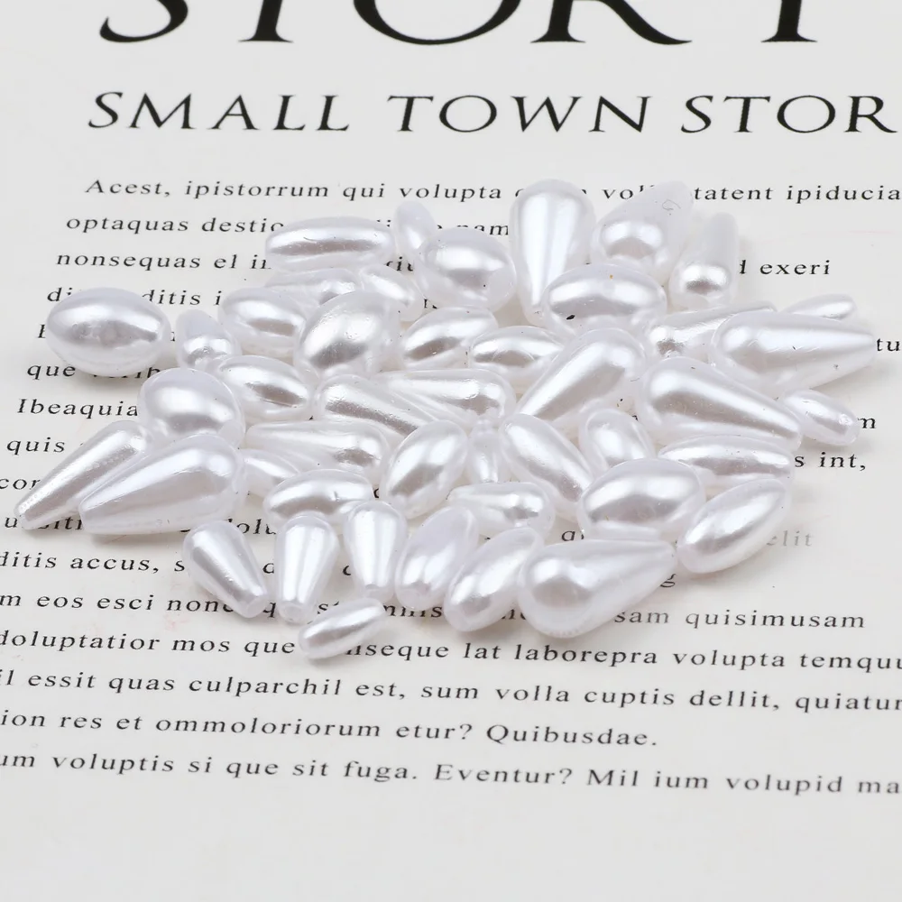 50/100/200pcs White Imitation Pearl Beads Teardrop Acrylic Loose Spacer Beads For Jewelry Making Diy Bracelet Necklace Handamde