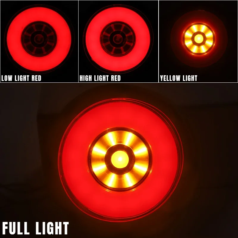 2PCS 4inch Round LED Truck Trailer Brake Stop Tail Light 24V Yellow Red For Truck Boat Flatbed Bus Warning Turn Single light