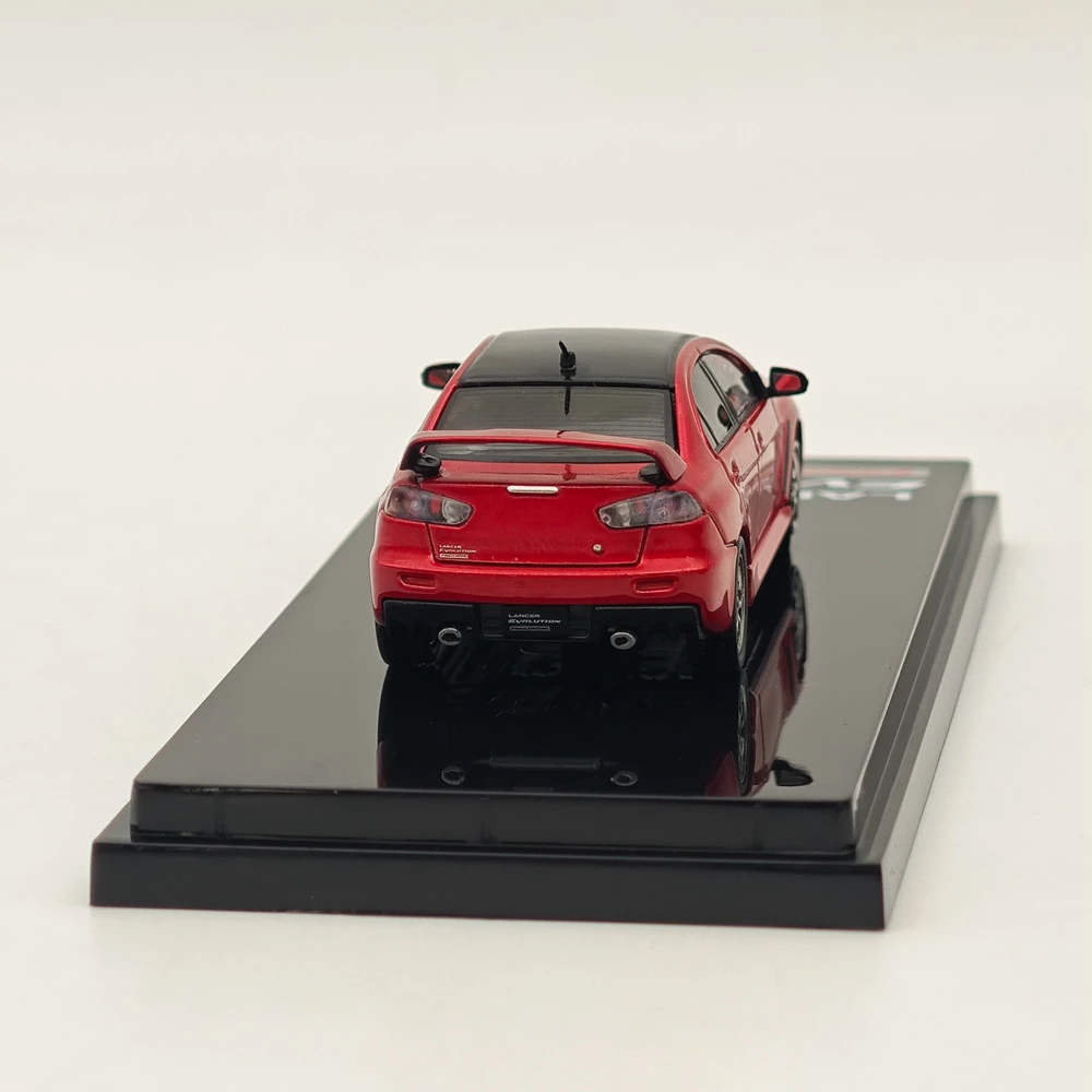 1/64 Hobby Japan Lancer Evolution X Final Edition com modelo de exibição de motor vermelho metálico preto telhado HJ 642053 Carro de brinquedos fundidos CR