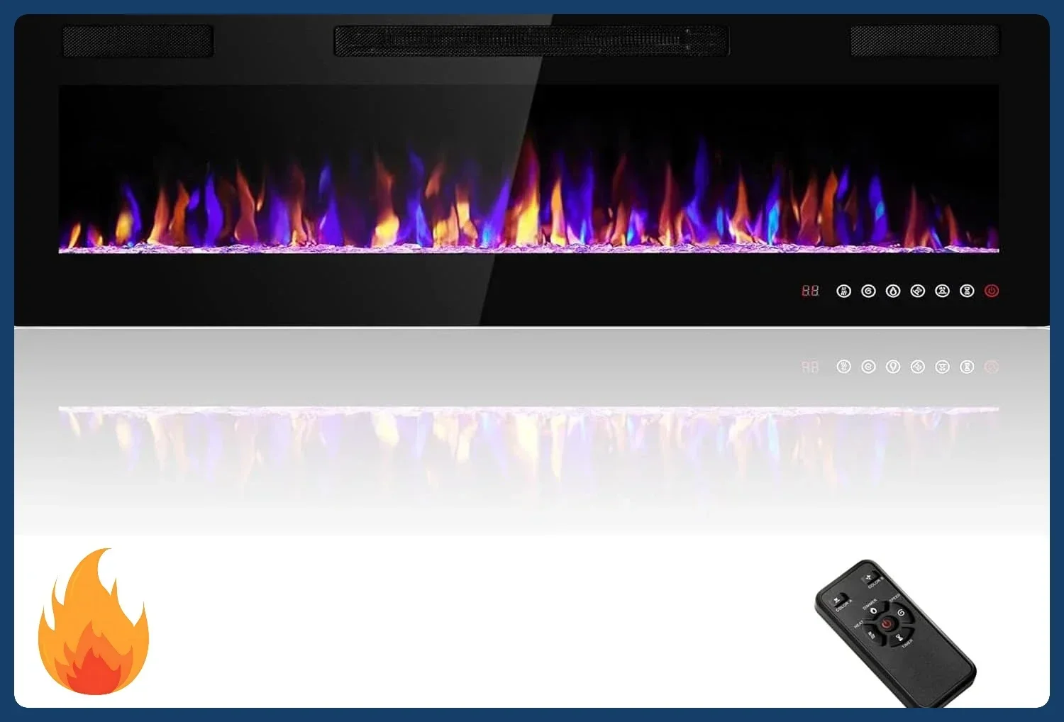 

[Discounted Price!]60" Electric Fireplace Recessed and Wall Mounted, 750/1500W Ultra-Thin Electric Fireplace Heater with Remote