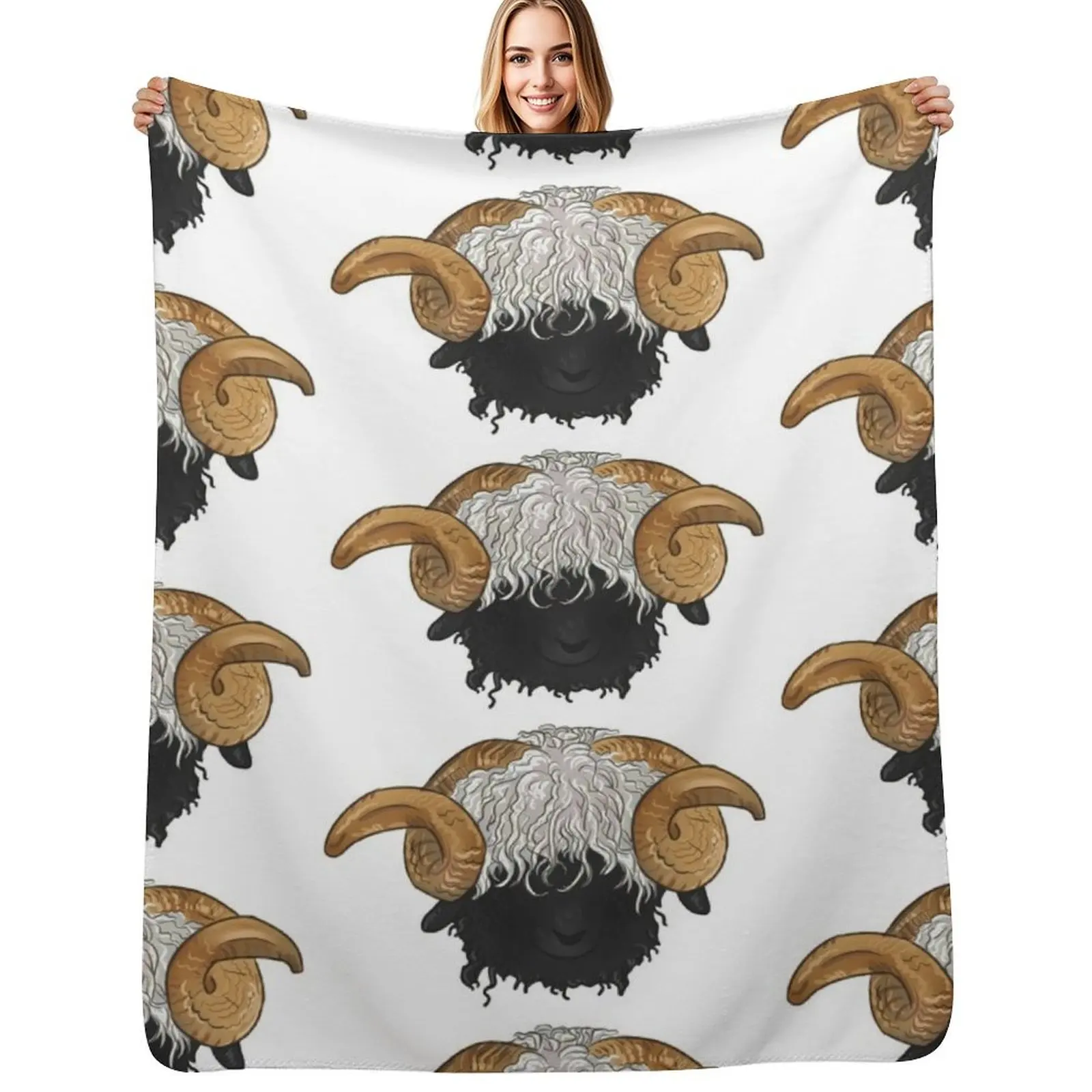 

Valais Blacknose Sheep Throw Blanket Multi-Purpose Bed Thin Soft Plush Plaid Blankets