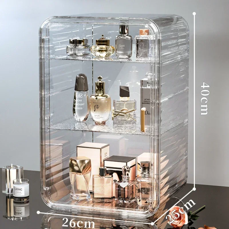 

Cute Pillow Transparent Acrylic Perfume Storage Box Display Cabinet with Door Dust-proof Desktop Dresser Cosmetics Storage Rack