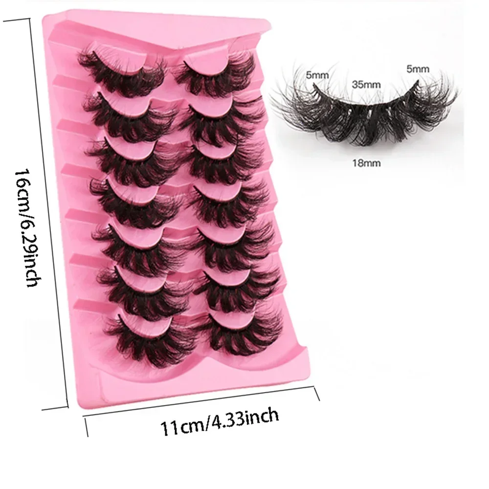 7 Pairs 3D Faux Mink Lashes Bulk Russian Volume Fluffy Natural False Eyelashes Thick Dramatic Faux Mink Eyelashes