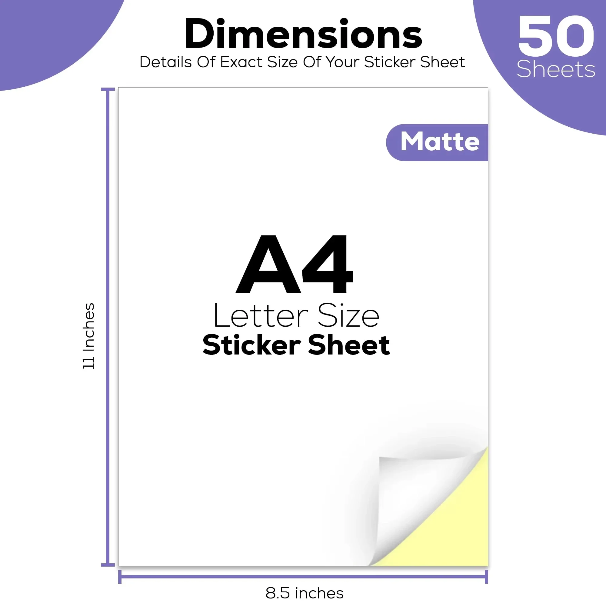 50 vel A4 kleverig mat wit zelfklevend etiketpapier voor inkjet laserprinter Gemakkelijk afpelbaar afdrukbaar stickervellen Sticker