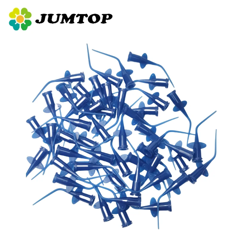 JUMTOP 50Pcs Dental Irrigation Tips Endo Root Canal Lateral Disposable Flexible Plastic Syringe Tip 0.25mm Dentist Materials