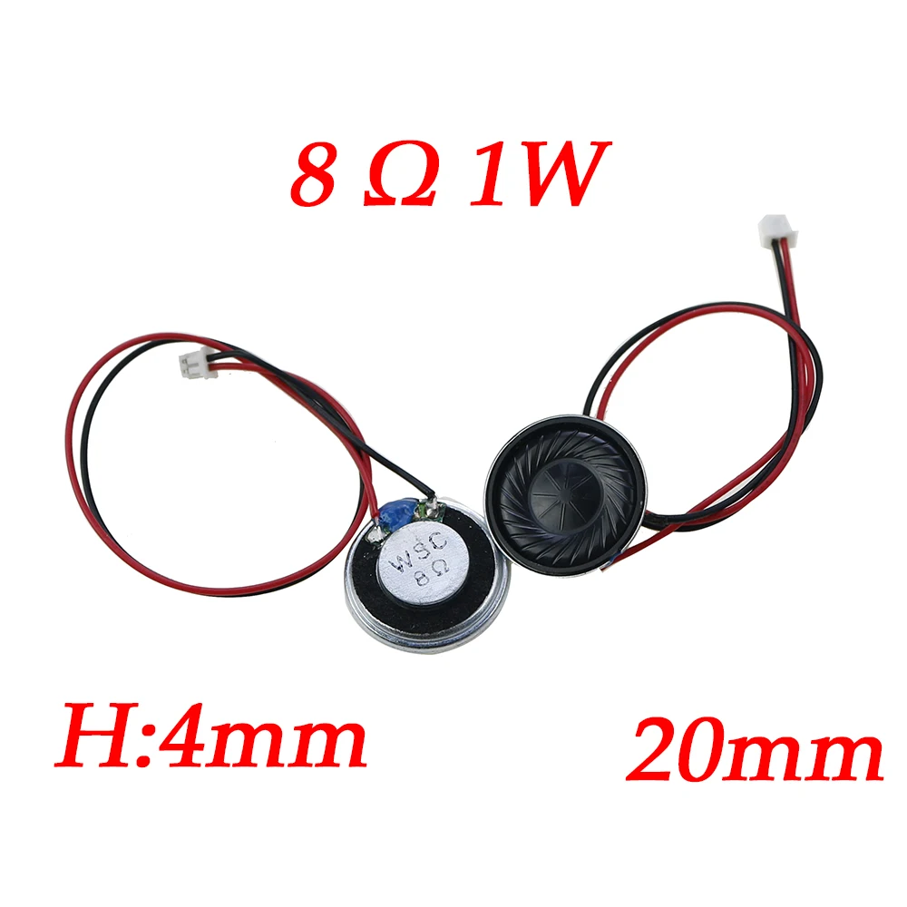 2-teiliger ultra dünner Lautsprecher 8 Ohm 2 Watt 2 W 8R Durchmesser 20mm 23mm, 28mm 36mm 40mm mit mx Kabel 1,25 Anschluss, Kabellänge 15cm