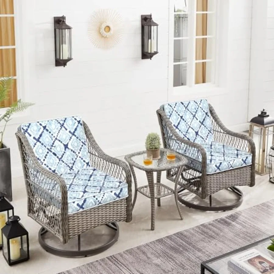 Patio Chair Cushions 19 x 19 x 3 Inch, Outdoor Cushions for Patio Furniture, Water Repellent Outdoor Seat Cushions with Straps