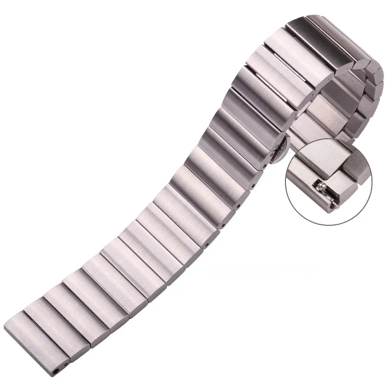 Massives Edelstahl-Uhrenarmband, 16 mm, 18 mm, 20 mm, 22 mm, Schnellverschluss, silberfarbenes, schwarzes Armband aus gebürstetem Metall