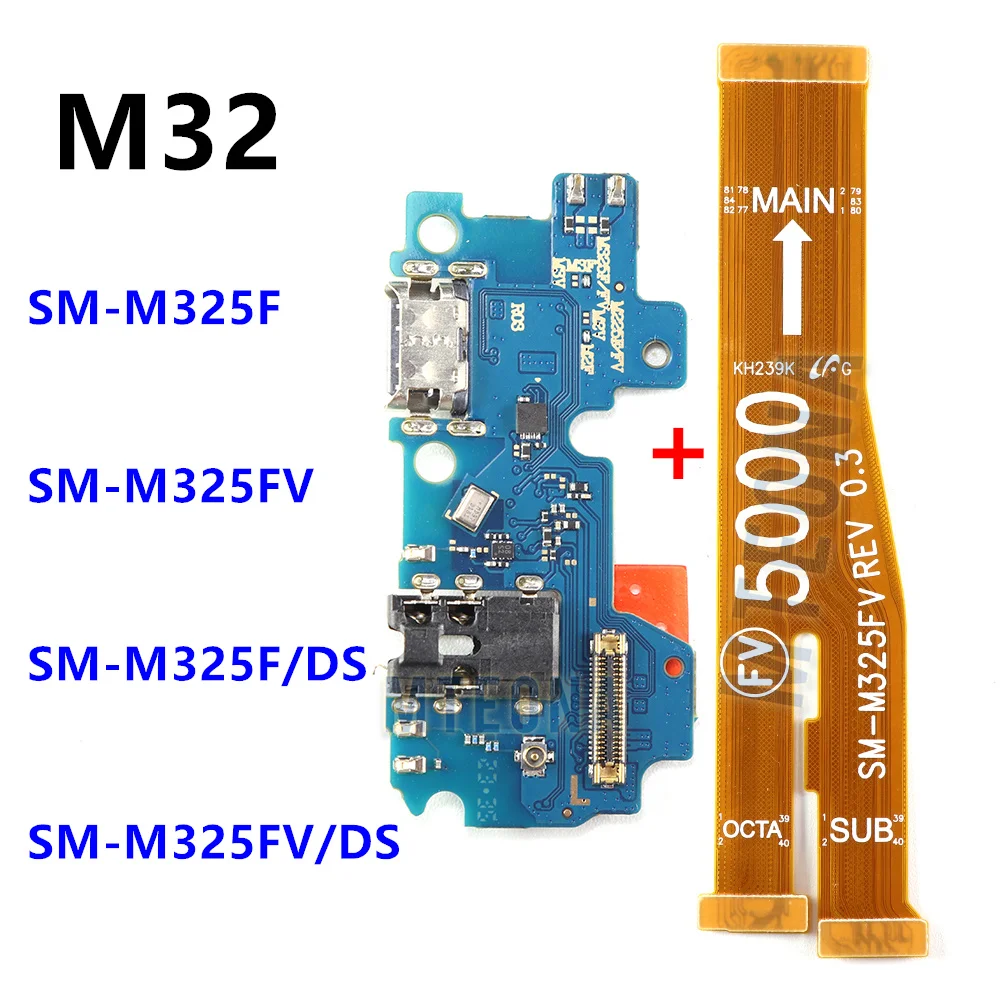 For Samsung Galaxy M32 SM-M325F M325FV M325 USB Fast Charging Dock Connector Charge Port Main Board Motherboard Flex Cable